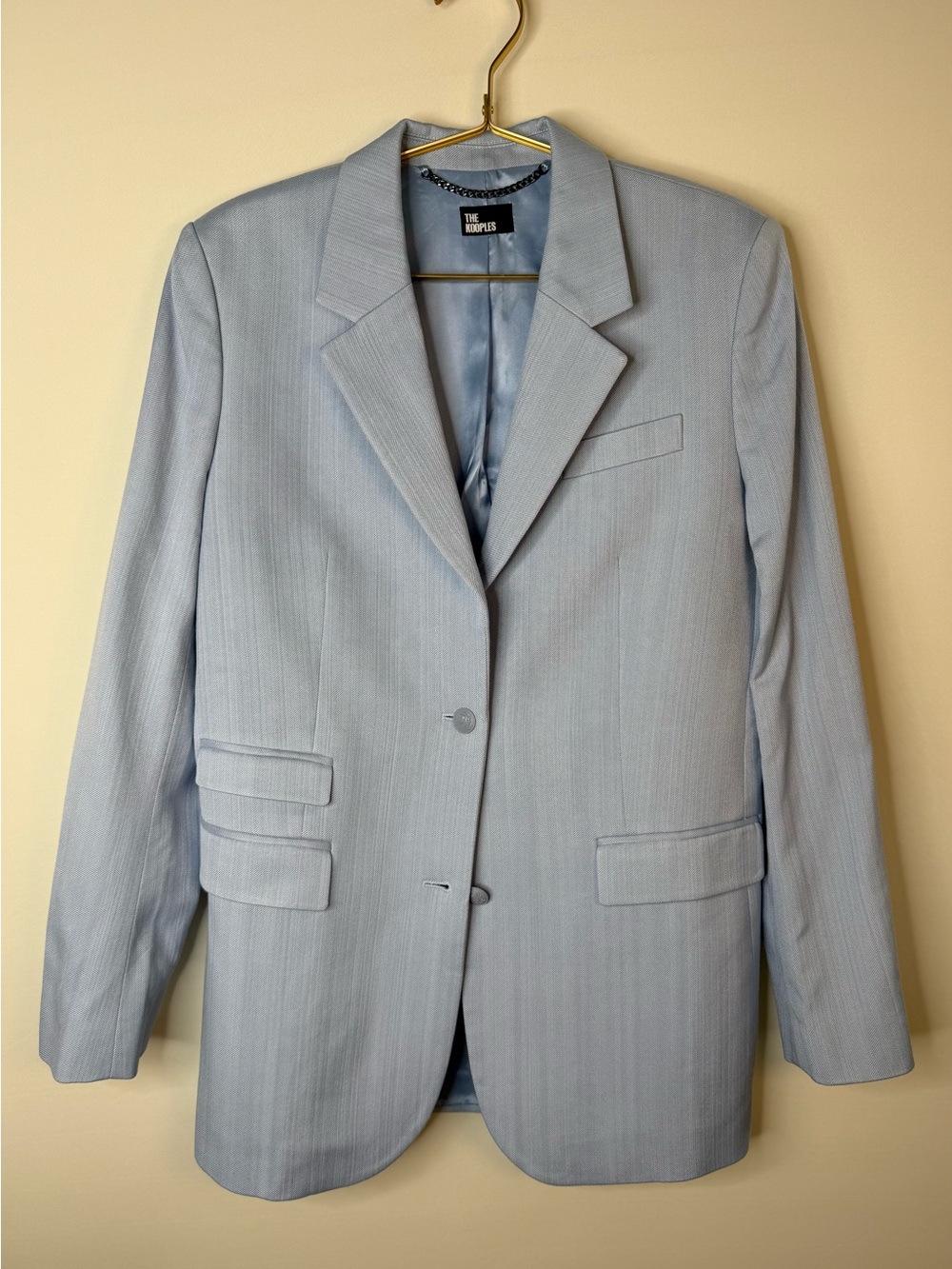 The Kooples Striped Twill Pastel blue Blazer EU 36 / US S NWT - Picture 5 of 9